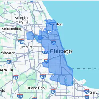 service-area-map Evanston Cleaning Company service area map in the Greater Chicago Area